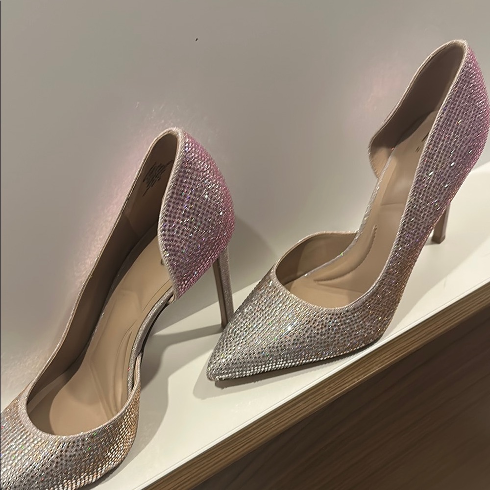 Bedazzled Pink and Silver Stiletto Heels - Picture 2 of 5